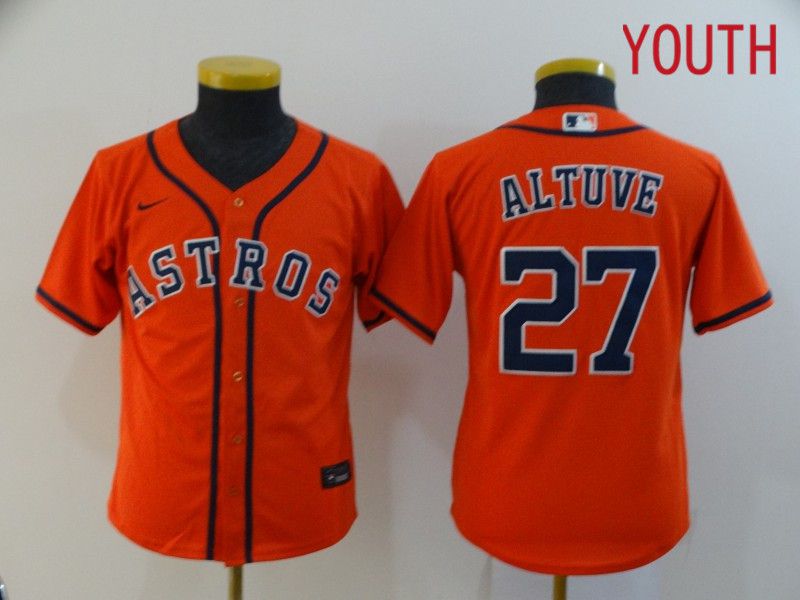 Youth Houston Astros 27 Altuve Orange Nike Game MLB Jerseys